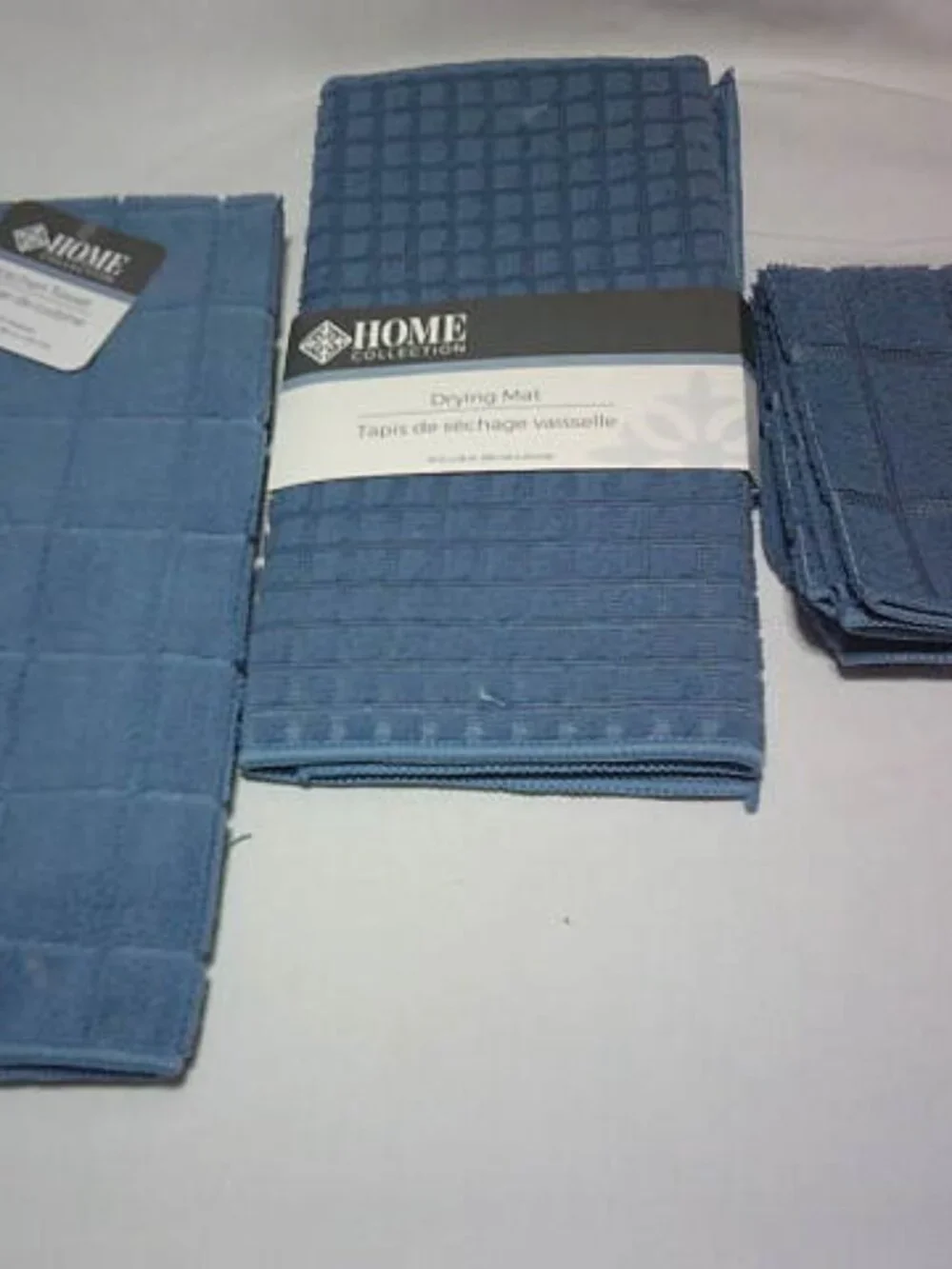 NEW LOT HOME COLLECTION DISHCLOTHS, KITCHEN TOWEL, & MATCHING DRYING MAT BLUE 🔥